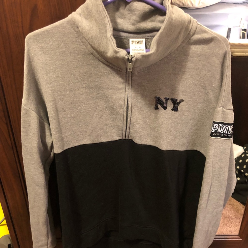 Pink -Quarter zip pull over